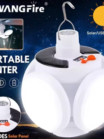 Solar/USB Charging LED Camping Light, Portable And Foldable, Creative Football Shape, With Battery Level Display