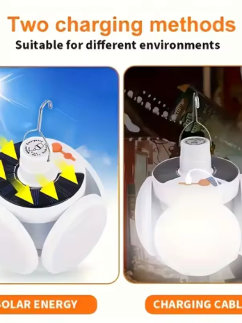 Solar/USB Charging LED Camping Light, Portable And Foldable, Creative Football Shape, With Battery Level Display